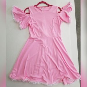 Baby pink cold-shoulder dress